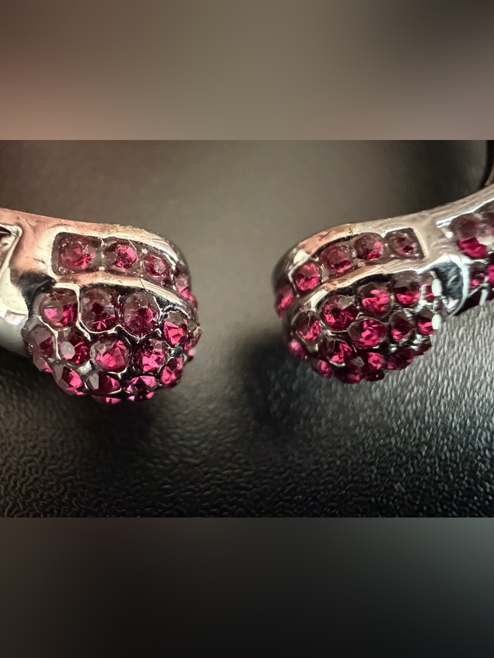 JOAN BOYCE HINGED CUFF BRACELET WITH FUCHSIA PAVE CRYSTALS